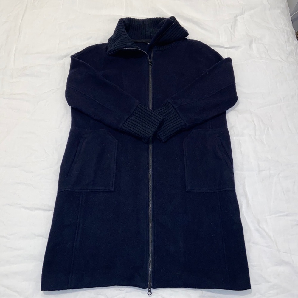 Turnover Navy Wool Blend Coat 🍂